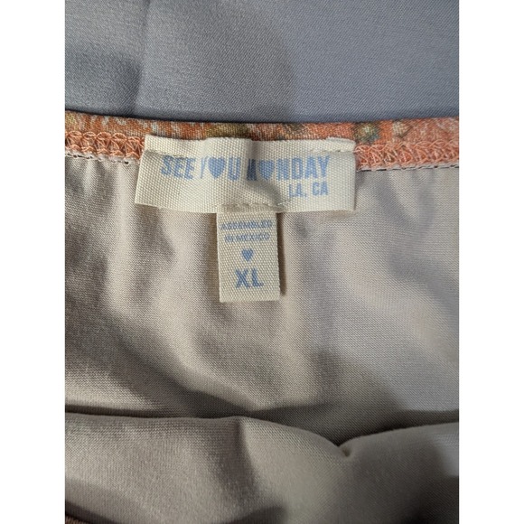 See You Monday Orange Asymmetrical Ruched Paisley Blouse & Skirt Set Size XL NWT - Picture 5 of 9